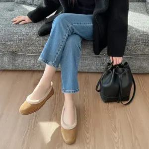 [비비오]겨울플랫 털신 퍼 안감 스웨이드 뽀글이 플랫슈즈