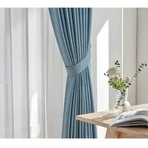 뷰하우스 거실 암막 커튼 헤이즐 린넨 대형 네이비