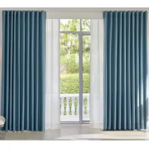 뷰하우스 암막 커튼 헤이즐 린넨 사계절 중형 네이비