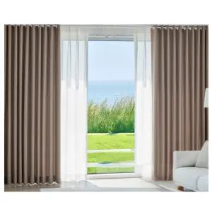 뷰하우스 침실 암막 커튼 헤이즐 린넨 특대형 브라운