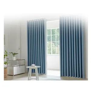 뷰하우스 암막 커튼 그레인 양면 중형 스카이블루