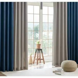 뷰하우스 사계절 암막 커튼 투톤 아일렛 대형 네이비