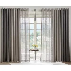 뷰하우스 암막 커튼 투톤 침실 아일렛 중형 그레이