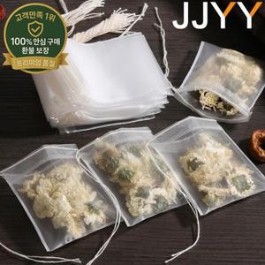 100개 일회용 티백 필터백 끈이 달린 티 인퓨저용 식품 등급 부직포 향신료 필터