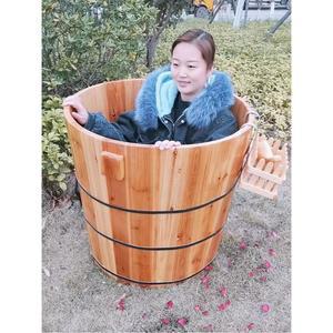 편백 나무 반신욕기 간이욕조 성인 미니 목욕통 1인용 소인 90cm 대형 65x21