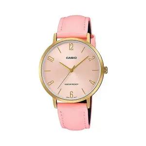 [신세계라이브쇼핑]카시오 LTP-VT01GL-4B 라운드 여성 가죽 아날로그 시계