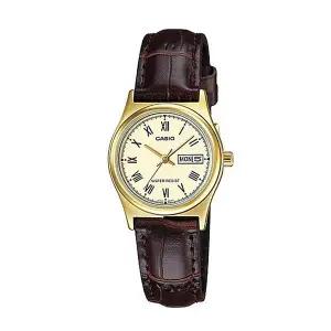 [신세계라이브쇼핑]카시오 LTP-V006GL-9B 여성 라운드 아날로그 가죽 손목 시계