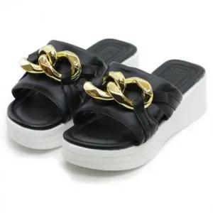 체인 여성 슬리퍼 키높이 여름 실내화 통굽 여자 신발