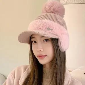 깜찍방울 귀달이 털모자 여성 기모 겨울모자 챙모자 귀덮는모자 털모자 방울모자 밍크 귀마개모자 겨울 토