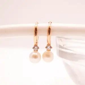 14k 진주 큐빅 원터치 귀걸이 OPNIE12978-1