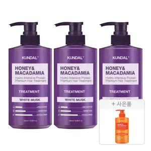 쿤달 네이처 트리트먼트, 화이트머스크, 500ml, 3개 + 증정(바디워시, 체리블라썸, 500ml, 1개)
