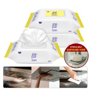 자우버 기름때제거 인덕션 클리너 티슈 50매입X3개 / 후드기름때제거 가스렌지후드청소