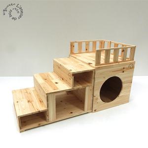 걍집셋트 원목 강아지집+계단+펜스 3견용하우스