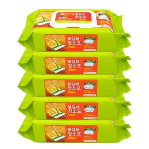 고급형 물걸레 청소포 (대형) 25매X5팩 / 두꺼운 일회용 청소물티슈 밀대리필