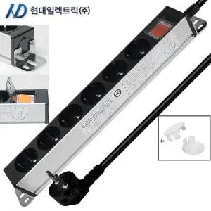 현대일렉트릭 알루미늄 멀티탭 서버탭 랙용 산업용 블랙 멀티탭 콘센트 6구 8구 10구 12구 14구