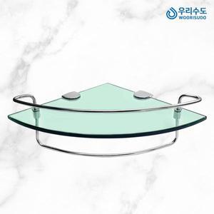 우리수도 욕실 강화유리 2단 코너선반 욕실선반