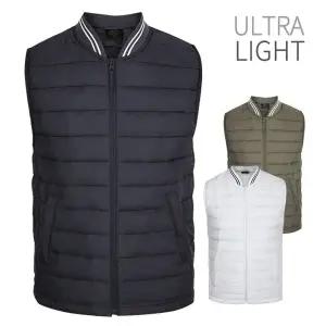 [디바옴므]라인 시보리 카라 경량패딩 조끼