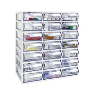 [국내생산 완제품] 모아이샵스마트 정리함(21칸) 투명수납함 플라스틱서랍장 부품박스 수납정리함 약정리박스