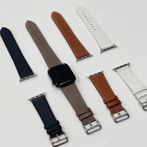 애플워치 가죽 스트랩 5 4 3 2 SE 세대스포츠 시계줄 밴드 루프 가죽 케이스 메탈 슬림