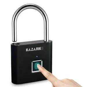 카자리코 지문 인식 자물쇠 여행 사물함 열쇠 도어 문 잠금장치 핸디락 자전거 도난방지 방수 C-Type 충전