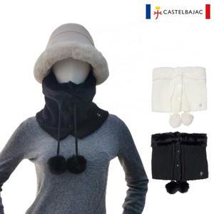 까스텔바작 여성 겨울 퍼 방울 니트 방한 넥워머 머플러 CW811