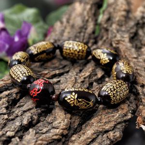 [만자몰]연꽃씨앗 육자진언 전체광명진언 8부적 불교염주팔찌