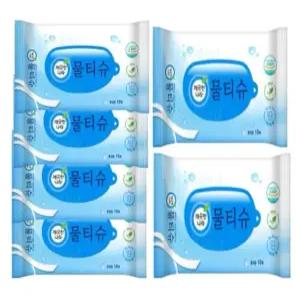 깨끗한나라 페퍼민트 블루 물티슈 여행용 리필 10매 6팩