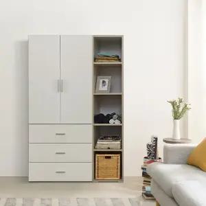 장인가구 큐비 1200 옷장세트 (800 3단서랍 행거형+400 오픈수납장)