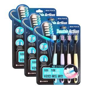 엘지 페리오 더블액션 잇몸케어 칫솔 초극세모 4개입 x 3개