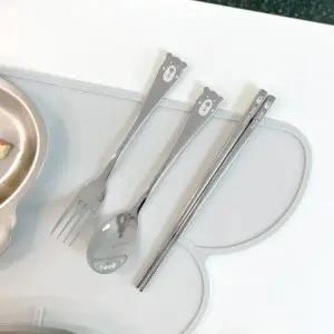 [텐바이텐]베어 입체 스텐 스푼 포크 젓가락 세트