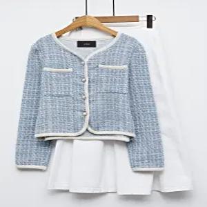 [르샵]투포켓 배색 진주 버튼 트위드 자켓 (DO1JK051A)