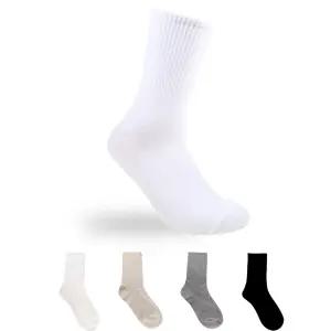 국산 남여 고급 면 무지 크루 장목 양말 5켤레