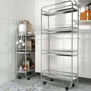 주방트롤리 스텐 4단 이동식 선반 카트 틈새 트롤리