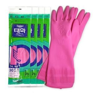 태화 꽃밴 고무장갑 대형 L 핑크 4켤레