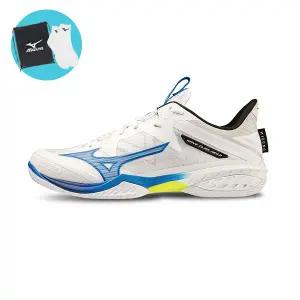 미즈노 웨이브 클로네오2 화이트블루 71GA227026 배드민턴화 인도어화 (양말+신발주머니+그립 증정)