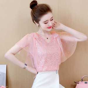 반팔 라인댄스복 상의 라틴댄스 레이스