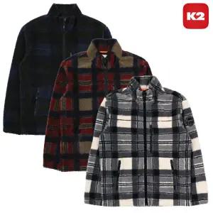 [롯데백화점]케이투 간절기 봄가을 남성 비숑 플리스 캐주얼 체크 자켓 KMU23160GN