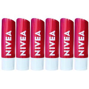 니베아 립케어 체리 샤인4.8g x6개 24시간 보습 립밤 c6