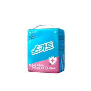스카트 잘닦이는 살균소독 티슈 60매 X 4입 X 1EA 도톰한 원단