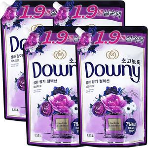 다우니 초고농축 생화 향기 컬렉션 섬유유연제 미스티크 리필 1.35L 4개
