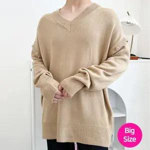 [리빌모아]남자 빅사이즈 탈부착 조끼 긴팔 브이넥 니트 OC KNA SWFGHO28_P382188337