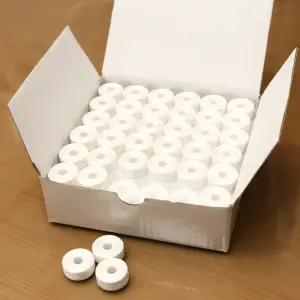 자수밑실 No-side 흰색 보빈형 자수기밑실 실토리형 144개 공업용자수기용