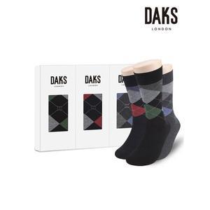 [닥스]양말 남성 3족 선물세트 면스판 장목 아가일 19359_P385699204