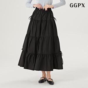 [GGPX]캉캉 끈 포인트 허리 밴딩 롱 스커트 (GOAWH005D)