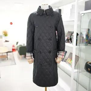 버버리 여자 자켓 80530441 블랙 폴리에스터 타이팅 롱 퀼팅 얇은 봄 가을용