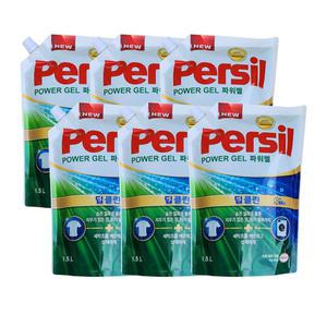 퍼실 딥클린 파워젤 듀얼 액체세탁세제 리필 1.5L 6개 일반드럼겸용