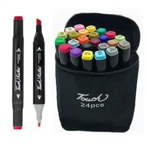 Touch Parker 디자인마카 미술용 트윈마카펜 세트 천케이스 24색 /일러스트 양면