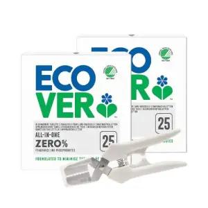 에코버 제로 올인원 식기세척기세제 무향 25개입 2개+가위