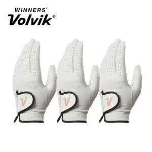 볼빅 퍼포먼스 양피 여성용 골프장갑 화이트 3장 세트