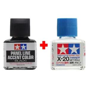 타미야 패널라인 엑센트 블랙 에나멜 신너 2종 세트 80030+87131